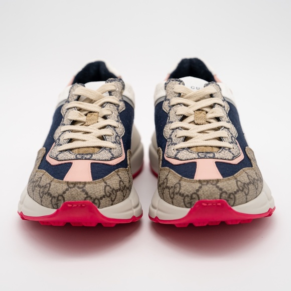 Size 36.5eu 6.5 US - Gucci GG Rhyton Beige White Pink Blue GG Canvas Leather - Picture 2 of 13